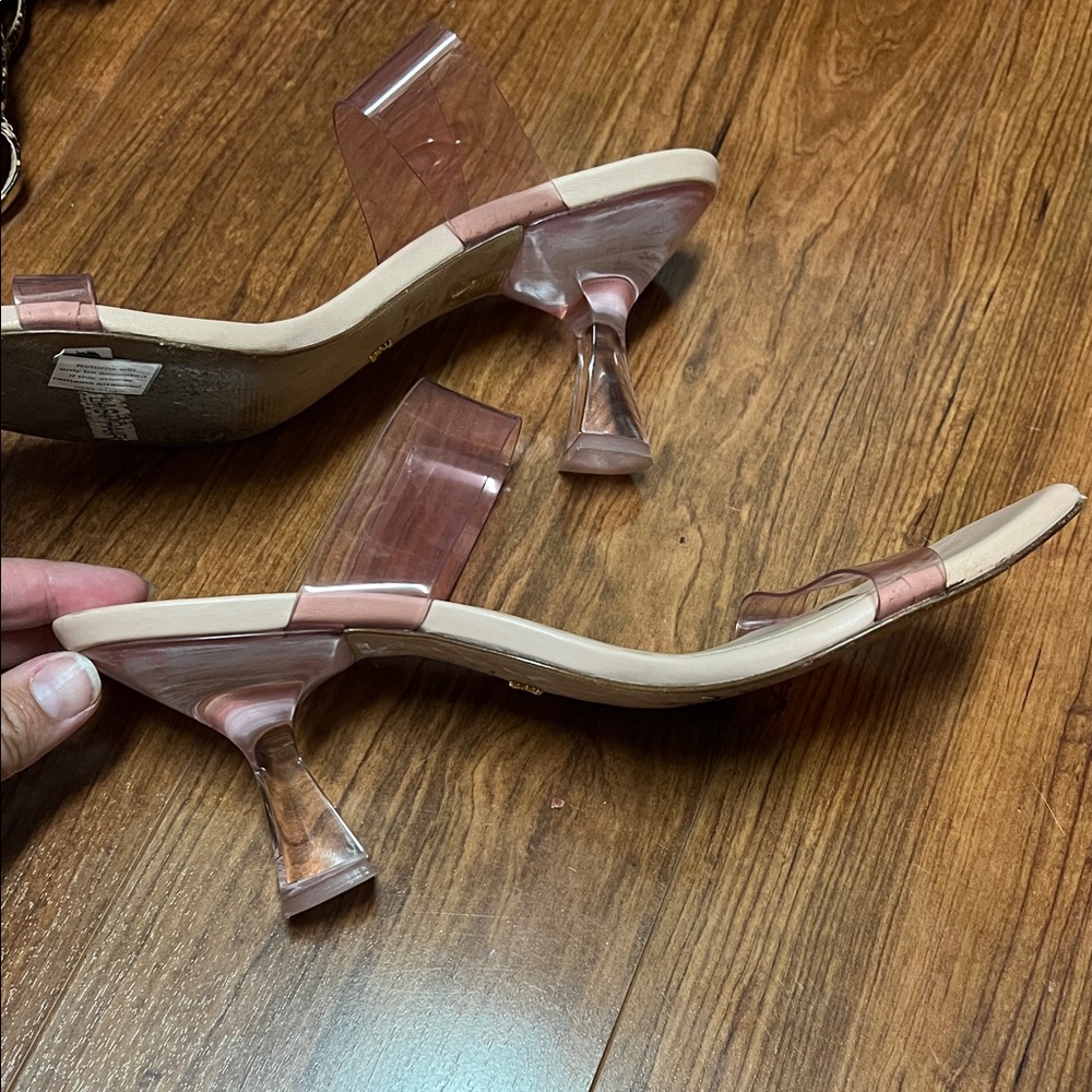 Stuart Weitzman Pink and Cream Heeled Sandals
